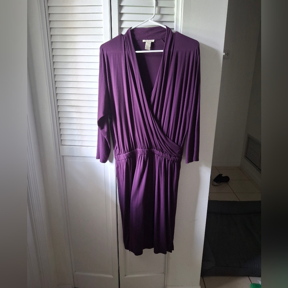 White + Warren Purple Dress